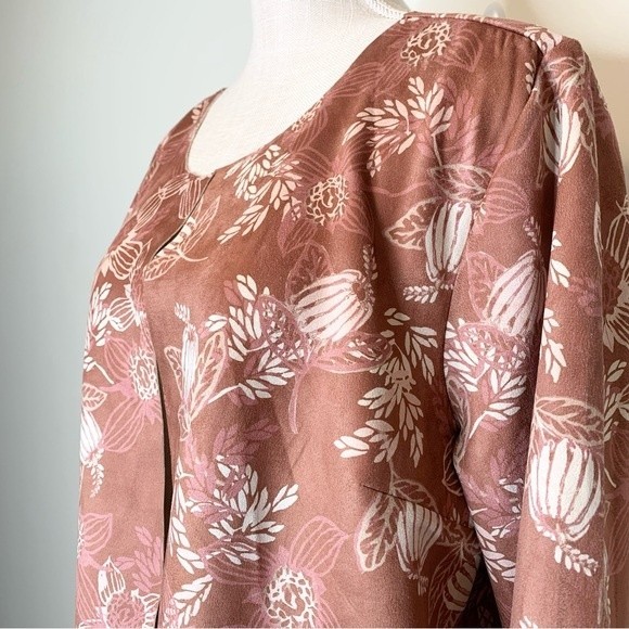 d&co. Naturals Open Front Autum Fall Print Jacket Large - Picture 4 of 9